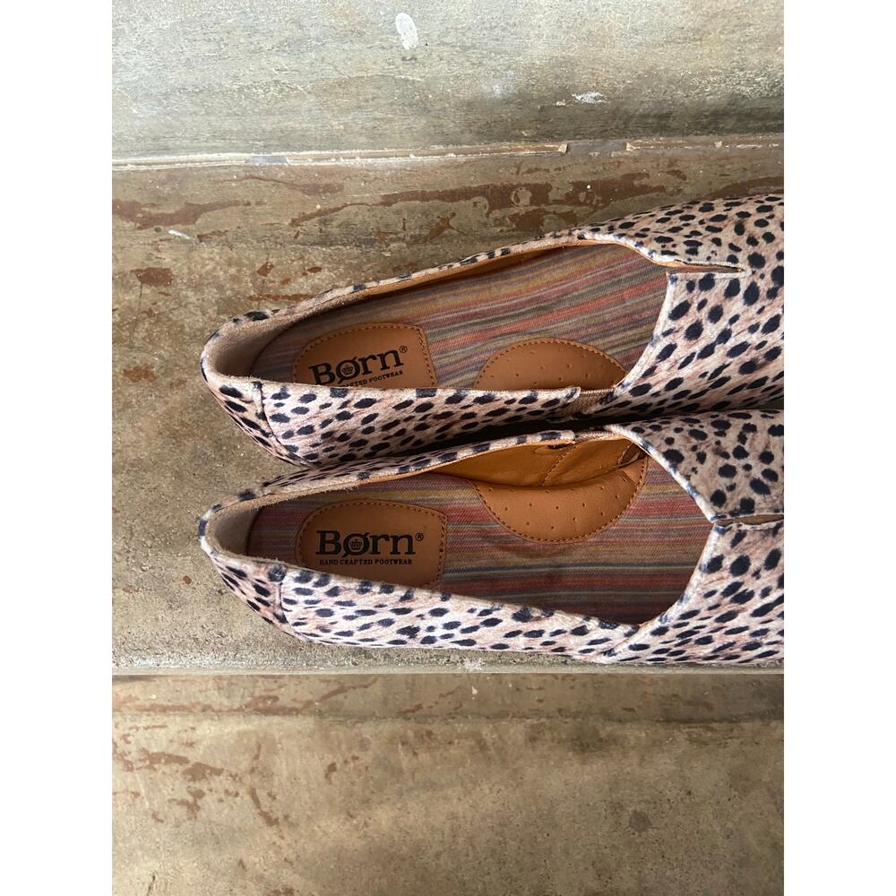 Born Serra leopard printed velvet slip on flat shoe - Picture 6 of 10
